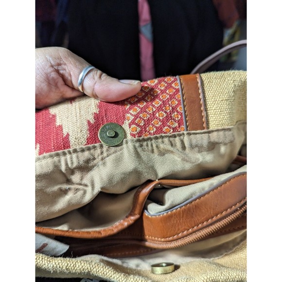 VGT Lucky Brand Cotton Linen Southwest Boho Shoulder Bag - Picture 10 of 10